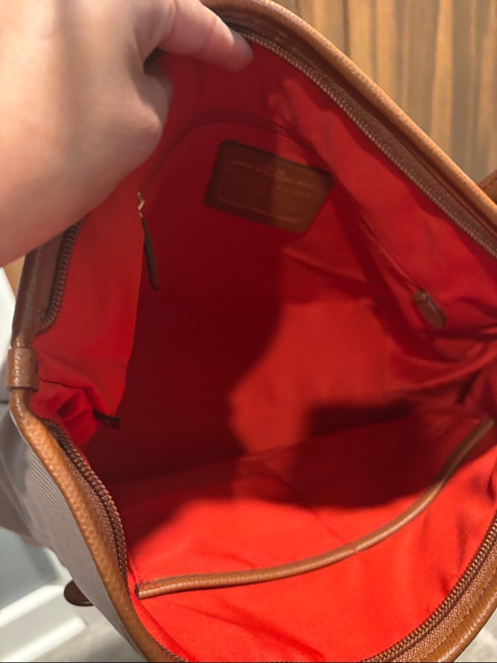 New Coach Pink Tote with Tan Leather Trim and Gold Hardware - Picture 11 of 11